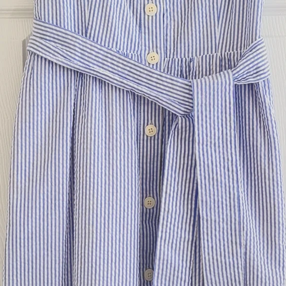 J. Crew Tie-waist midi dress in seersucker, size 2 - Picture 7 of 16